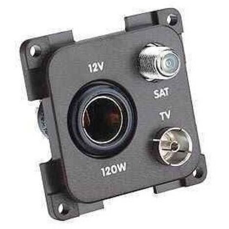 Socle TV + SAT + 12V marron pour caravane et camping-car