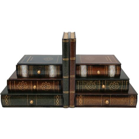 Socles de Livres Vintage avec Tiroirs - Décor Étagère Bibliothèque Rétro