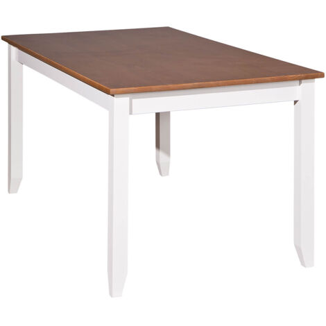 SOCOA - Table Rectangulaire Bois Massif Vernis Sepia et Blanc - Blanc
