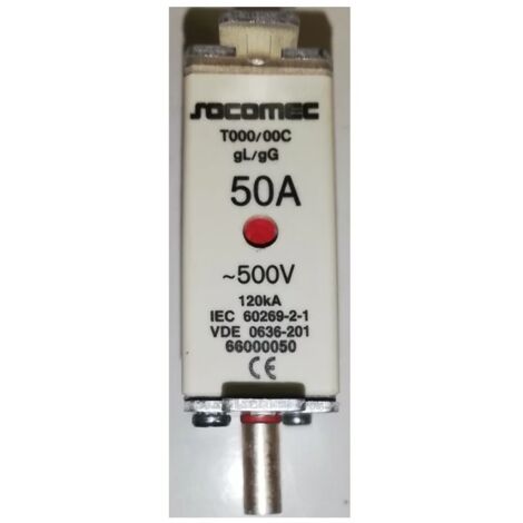 Socomec 66000050 Fusible HPC taille 00C GG/GL 50A 500V