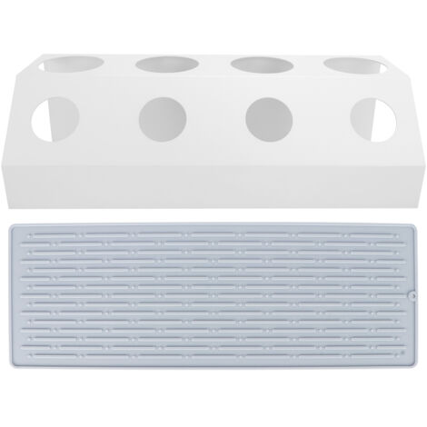 Soda Bottle Drying Rack 4 Holes Bottles Drainer with Draining Pad for Kitchens RestaurantWhite