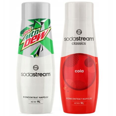 SODASTREAM Cola + jarabe de soda dietético Mountain Dew set de 2 piezas.