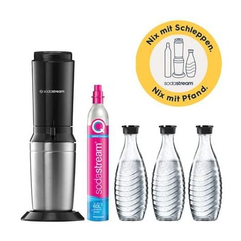 SodaStream Crystal 3.0 titan pack d'avantages appareil à gazéifier l'eau incl. 3 carafes en verre