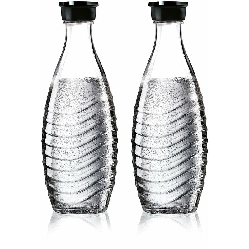 Image of Glass Carafe - Bottiglie in vetro, Compatibile con Gasatori d'acqua Crystal & Penguin, Trasparente/Nero, 0.75L, Confezione da 2 (2 x 0.75L),