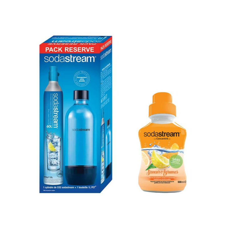 

SODASTREAM Pack CO2 Cilindro 60L - 1 botella PET 1L - Citrus Concentrate 500 ml