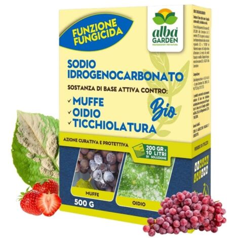 Sodio Idrogenocarbonato Biologico Fungicida per Piante Naturale Contro le Malattie Fungine Muffa Peronospora Polvere x 500 g