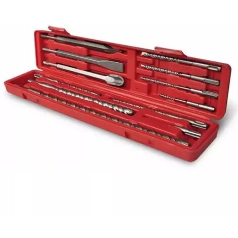 Sodise – Coffret 12 pièces foret et burin SDS – Forets 5 à 16mm pour béton armé – Burins 240mm pour travaux lourds