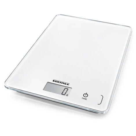 Soehnle Küchenwaage Page Compact 300 weiß, digitale Küchenwaage bis zu 5 kg Tragkraft, Waage mit leicht ablesbarer LCD-Anzeige, Digitalwaage mit Zuwiegefunktion