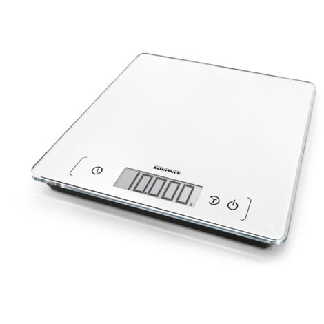 Soehnle Page Comfort 400, digitale Küchenwaage, weiß, Gewicht bis zu 10 kg (1-g-genau), Haushaltswaage mit Sensor-Touch, elektronische Waage inkl. Batterien, extragroße Wiegefläche