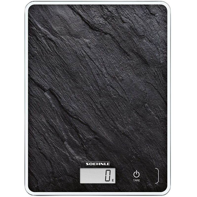 Image of Soehnle - Page Compact 300 Slate, bilancia da cucina digitale con motivo in ardesia, peso fino a 5 kg, bilancia per uso domestico con sensore touch