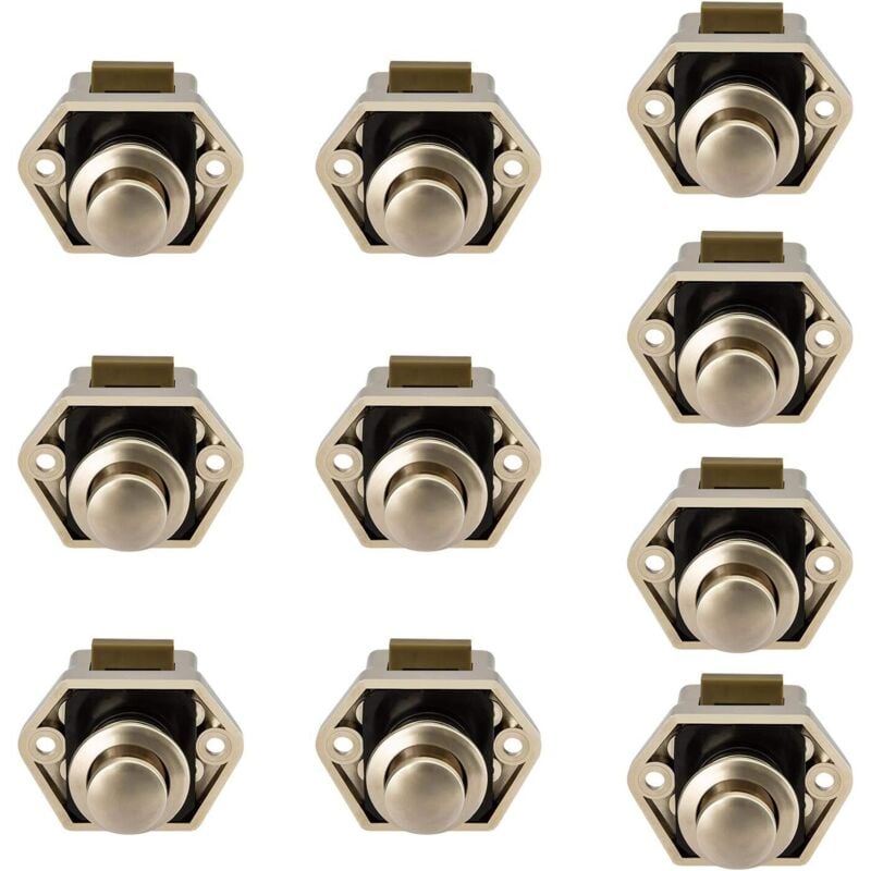 Image of 10 stücke Mini Push Button Schublade Schrank Türschloss Caravan Wohnmobil Nickel Boot Lock Knob