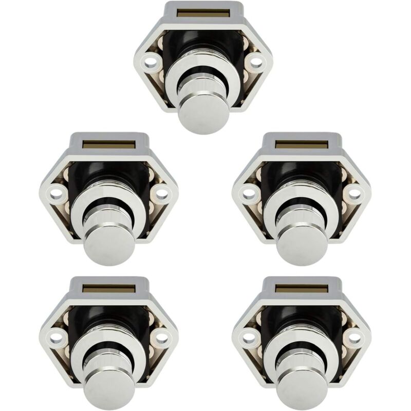 Image of Soekavia - stücke Mini Push Button Schublade Schrank Tür Latch Caravan Wohnmobil Boot Chrom Knopf