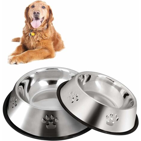 SOEKAVIA 2 ciotole per cani in acciaio inox con fondo in gomma antiscivolo, ciotola piccola per cibo e ciotola per l'acqua (fondo: 15 cm. Apertura ciotola: 11 cm)