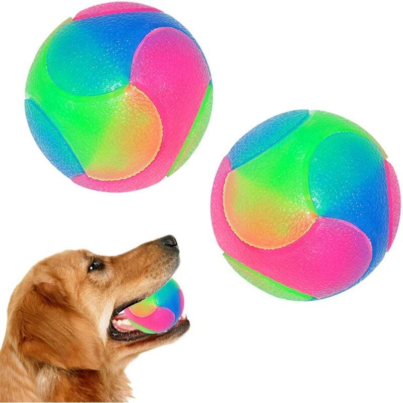 SOEKAVIA 2 Stück Große Jouet Balle pour Chien et Chat ,Light Up Dog Balls ,Balle Sauteuse à LED Animaux Chats Balles Jouet Amusant pour Golden