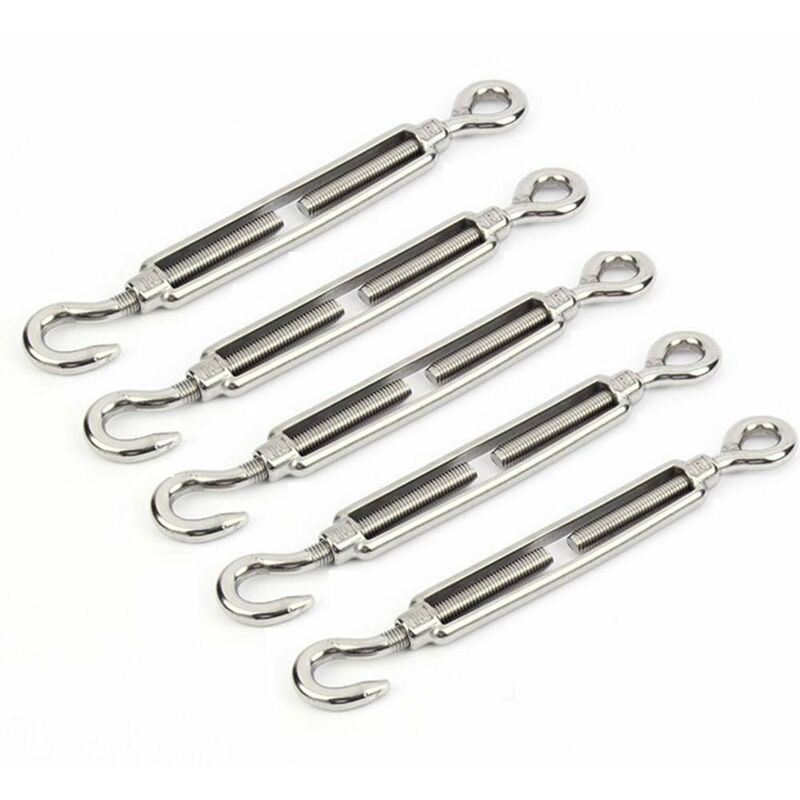 304 Acier Inoxydable Turnbuckles M5 Tendeur en Acier InoxydableTendeur Crochet et Oeil en Acier Inoxydable 304 Convient pour Serrer le Câble et