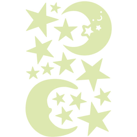 SOEKAVIA 5PCS Adesivi da parete per cameretta dei bambini, autoadesivi, Luna,1421.5CM ,per cielo stellato e fluorescente