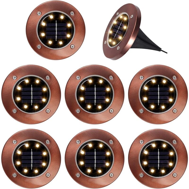 8 x 8 led Lampes Solaires Étanche Lumière Extérieure Lampes Solaires Lampadaire Spot Lampe Solaire Enterré Jardin Lumière pour Allée Pelouse Pelouse