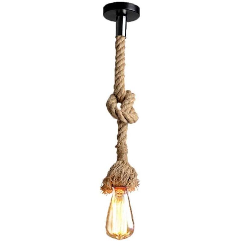 Soekavia - E27 Rétro Chanvre Corde Pendentif Lumière Vintage Rustique Luminaire pour Restaurant Bar Café Éclairage - 1.5M - rw