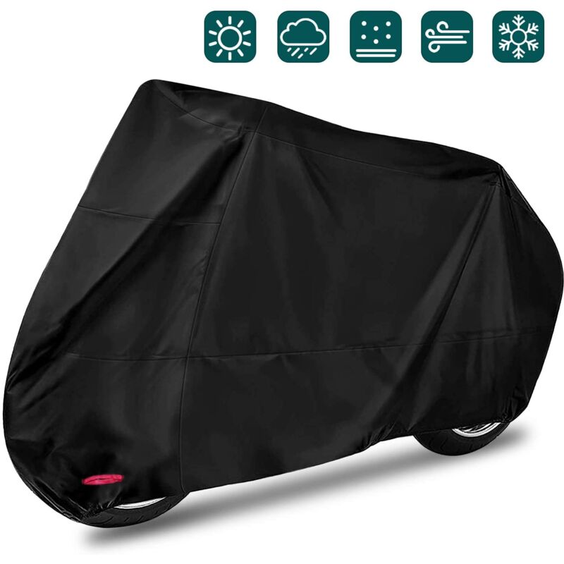 Housse de moto, protection UV, imperméable et coupe-vent, pluie, neige, anti-poussière, extérieur, XXL, 245 x 105 x 125 cm, noir - Soekavia