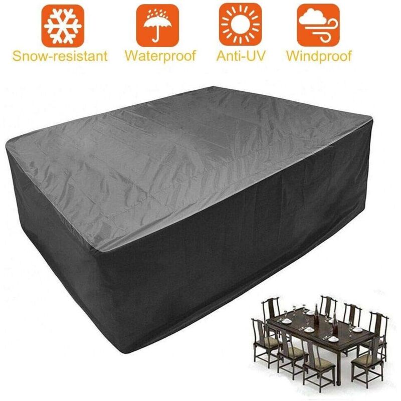 Housse salon de jardin étanche, bâche housse salon de jardin 242162100 cm, compatible avec les grandes tables ovales ou rectangulaires avec chaises
