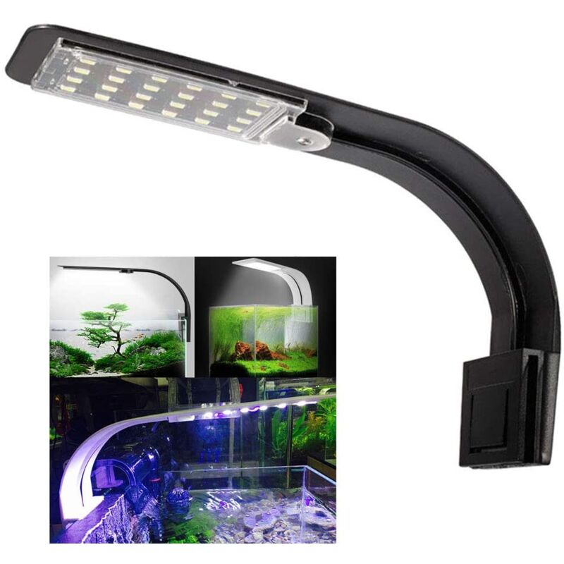 Lumiere Aquarium Lampe LED Eclairage Blanc et Bleu Nano à Clip pour Poisson Plantes 23-50 cm - Soekavia