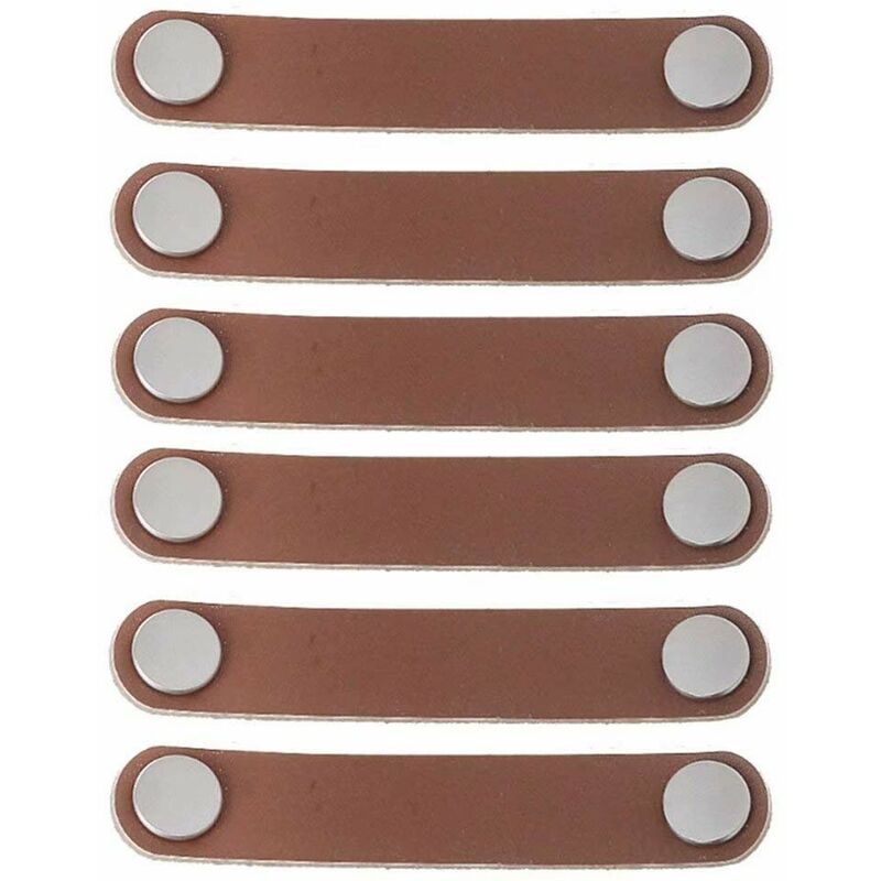 6 pcs Cuir Poignée de meuble Style moderne Cuir Poignée de porte Poignée de traction, en cuir véritable et en alliage d'aluminium de matériel Poignée