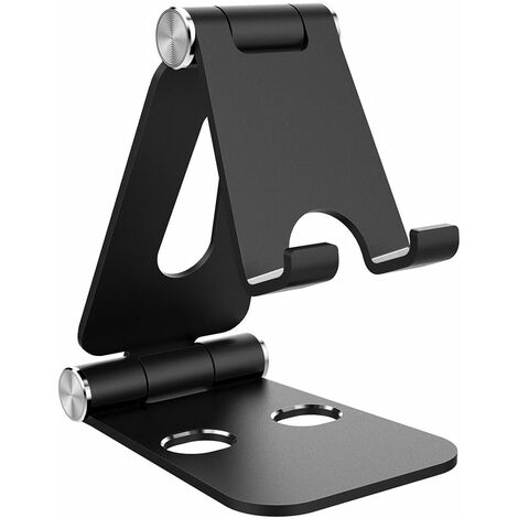 SOEKAVIA Porta cellulare regolabile Porta tablet pieghevole regolabile in alluminio, compatibile con Pad, Pad Pro, Huawei Pad e Samsung - Nero