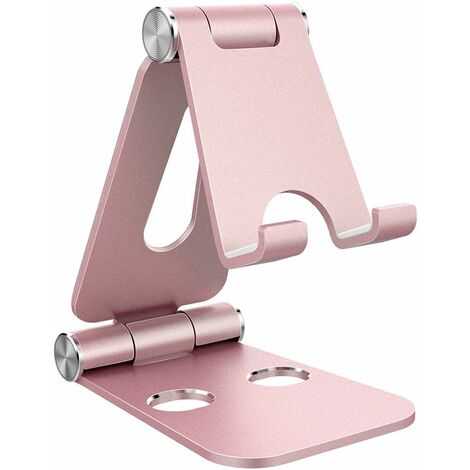 SOEKAVIA Porta cellulare regolabile Porta tablet pieghevole regolabile in alluminio, compatibile con Pad, Pad Pro, Huawei Pad e Samsung - oro rosa