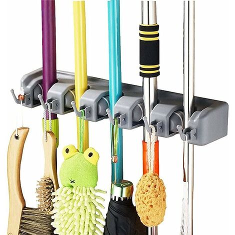 Flyinghedwig 2 pezzi Portascope e Portaspazzole Muro Supporto per scopa e mop in acciaio inox Supporto per montaggio a parete e bagno Mop Hanger per Garage,Cucina,Cantina 