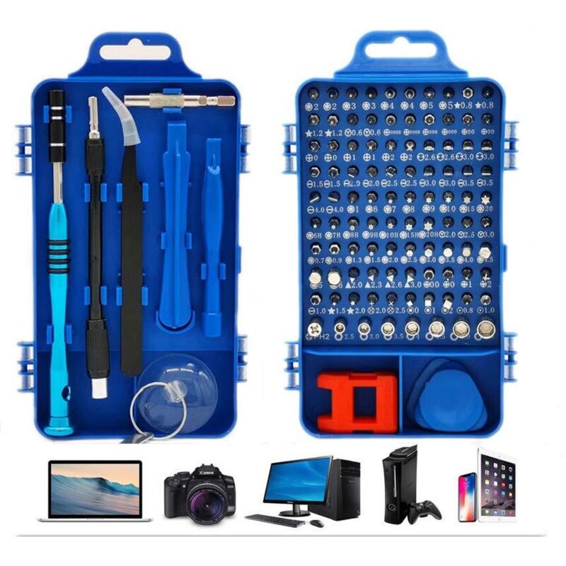 Set di cacciaviti di precisione, 110 in 1, set di cacciaviti magnetici multifunzione per laptop, Mac, orologi, giocattoli, gioielli, occhiali (blu)