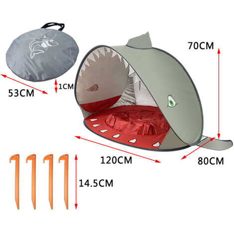 SOEKAVIA Tenda Gioco Bambini da Spiaggia con Tettuccio Parasole Mini Piscina a Scomparsa Rete di Areazione Sistema Pieghevole Pop Up Portatile Fissaggio a Picchetti Custodia Dimensione 120x80x70 cm，Sq