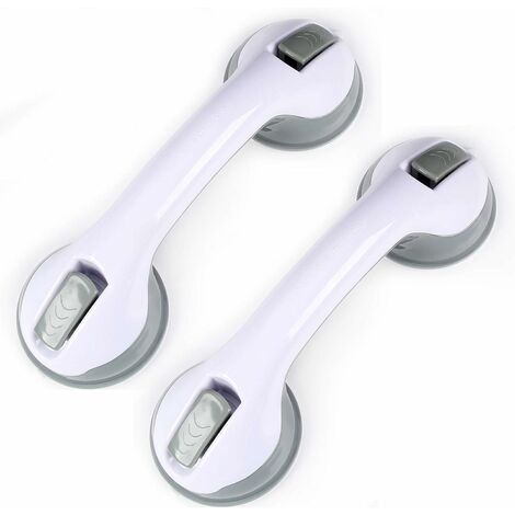 SOEKAVIA Ventosa per manico doccia 2 pezzi, manico vasca in plastica (nessuna perforazione richiesta), per bagno, bambini e disabili (grigio)