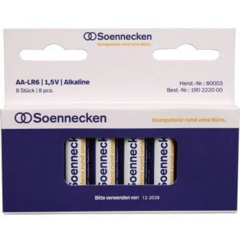 Soennecken Batterie 80003 Mignon AA LR6 1,5 V 8 St./Pack