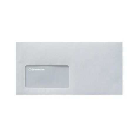 SOENNECKEN Briefumschlag Soennecken DIN lang 220 x 110 mm (B x H) mit Fenster 80g/m² mit HaftklebungPapier weiß 100 St./Pack.