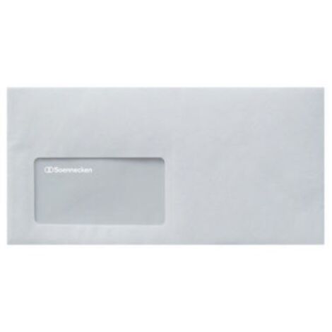 SOENNECKEN Briefumschlag Soennecken DIN lang 220 x 110 mm (B x H) mit Fenster 80g/m² mit HaftklebungPapier weiß 1.000 St./Pack.