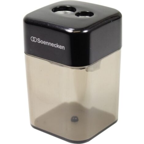 SOENNECKEN Doppelspitzdose Soennecken 8 und 11mm rechteckig Material des Spitzers: Metall Materialdes Behälters: Kunststoff schwarz/grau transparent