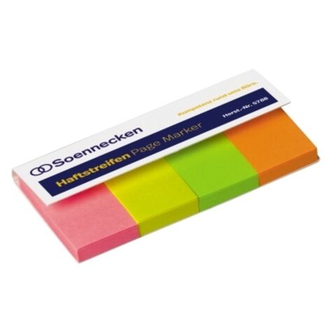 SOENNECKEN Haftmarker Soennecken Page Marker 50 x 20 mm (B x H) neonpink neongelb neongrünneonorange 50 Bl./Block 4 Block/Pack.