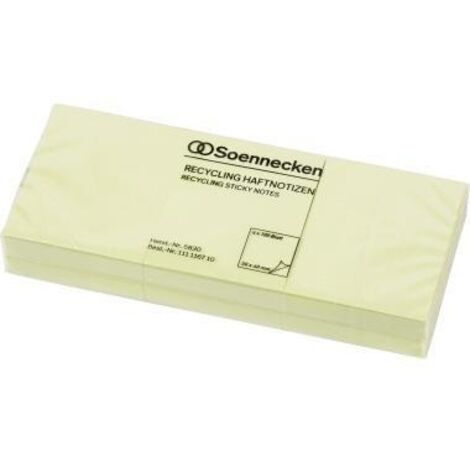 SOENNECKEN Haftnotiz Soennecken oeco Recycling 40 x 50 mm (B x H) gelb 100 Bl./Block 6 Block/Pack.