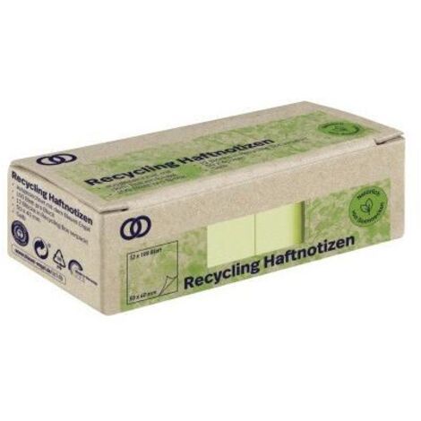 SOENNECKEN Haftnotiz Soennecken oeco Recycling 50 x 40 mm (B x H) gelb 100 Bl./Block 12 Block/Pack.