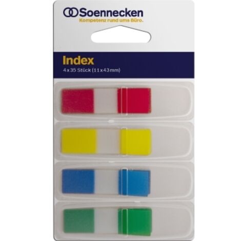 Soennecken Haftstreifen Index Mini Maße: 11 x 43 mm (B x H) Farbe: gelb, rot, blau, grün