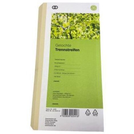 SOENNECKEN Trennstreifen Soennecken oeco 24 x 10,5 cm (B x H) 190g/m² Recyclingkarton chamois 100St./Pack.