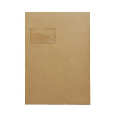 SOENNECKEN Versandtasche Soennecken DIN C4 229 x 324 mm (B x H) mit Fenster 90g/m² mit Haftklebungnatronbraun 25 St./Pack.