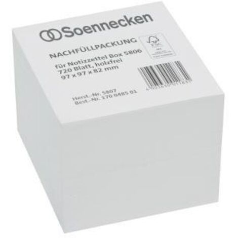Soennecken Zettelboxeinlage 5807 97x97x82mm weiß 720 Bl./Pack.