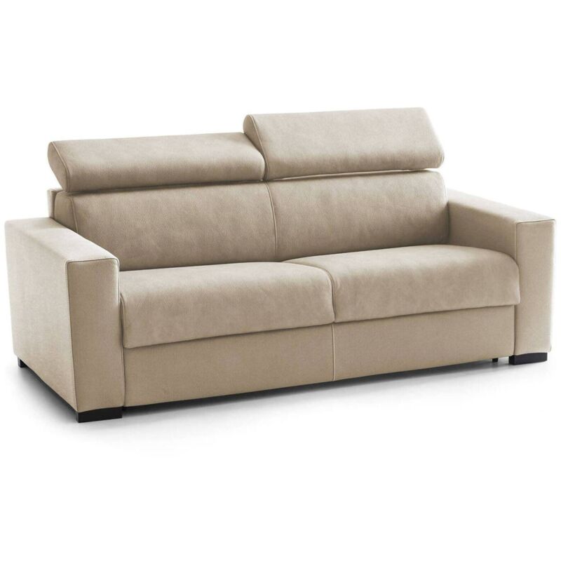 

Sofá Barbara de 2 plazas sofá de sala de estar, Made in Italy, en tejido acolchado, con reposacabezas ajustables y apoyabrazos delgados, Cm: