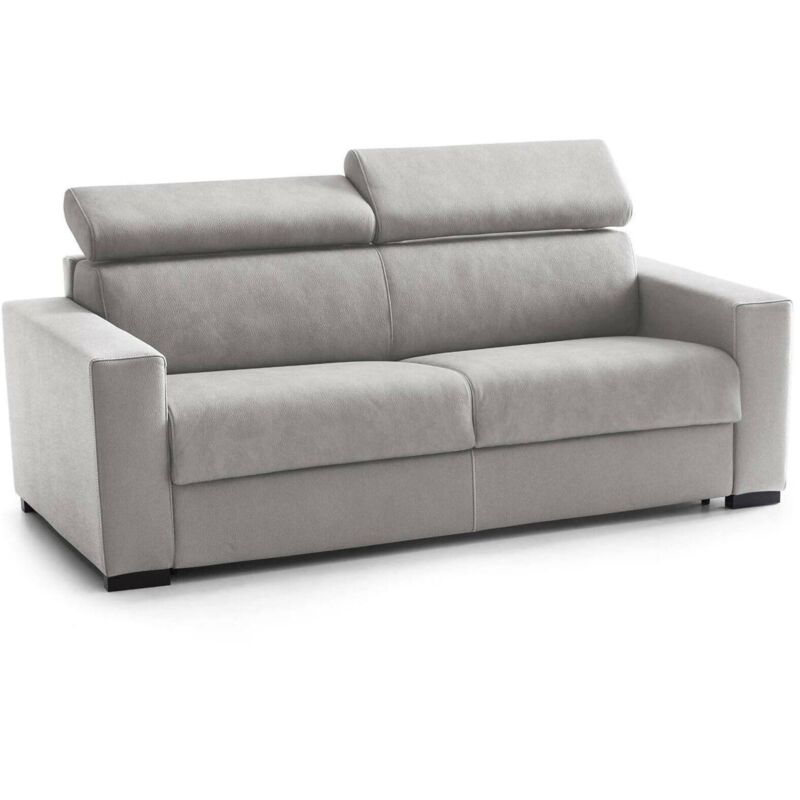 

Sofá Barbara de 3 plazas sofá de sala de estar, Made in Italy, en tejido acolchado, con reposacabezas ajustables y apoyabrazos delgados, Cm: