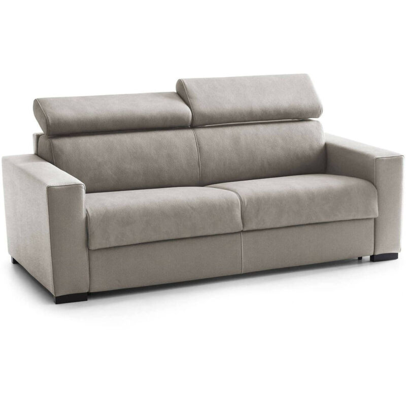

Sofá Barbara de 3 plazas sofá de sala de estar, Made in Italy, en tejido acolchado, con reposacabezas ajustables y reposabrazos estándar, Cm: