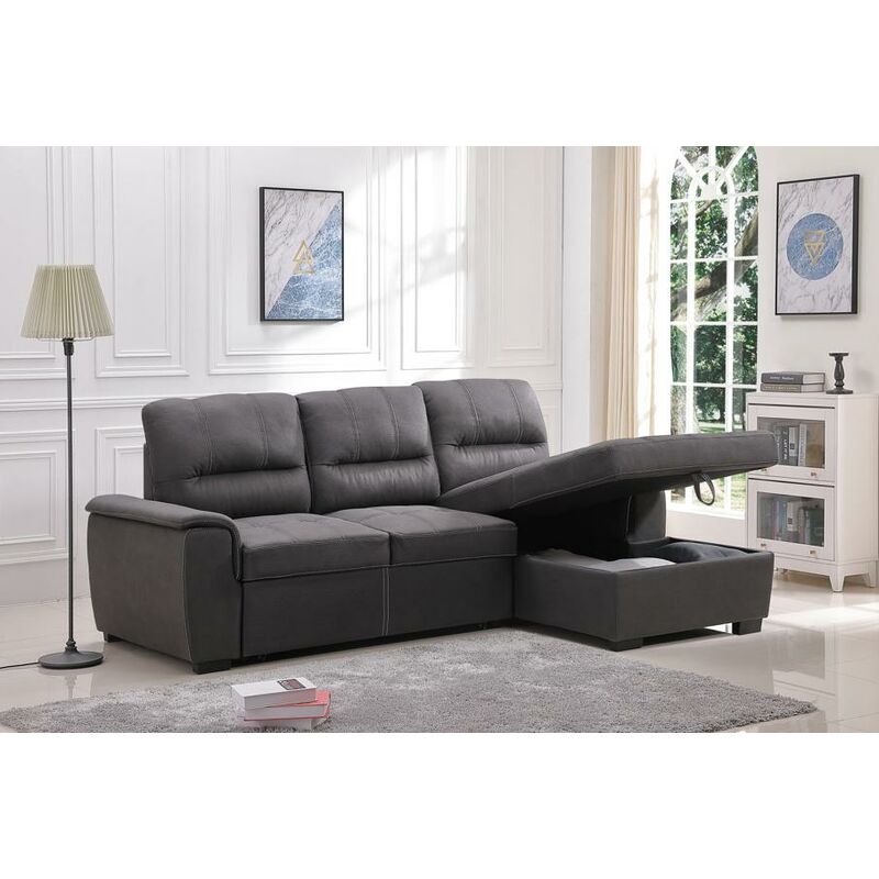 

Sofá-cama matrimonial chaise-longue con arcón new farrar derecho vista de frente, 4 plazas asiento