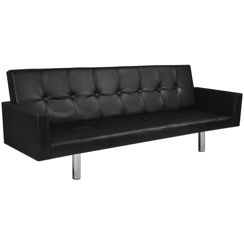 

Sofá cama con reposabrazos de cuero artificial negro - Negro