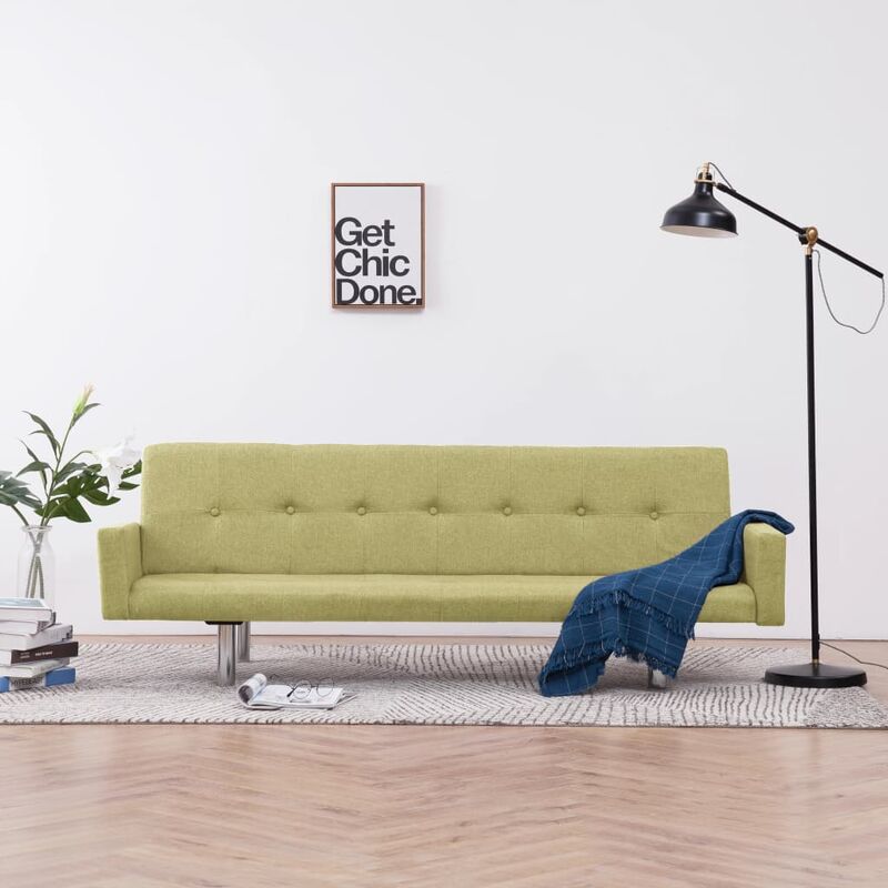 

Sofá cama con reposabrazos de poliéster verde - Verde
