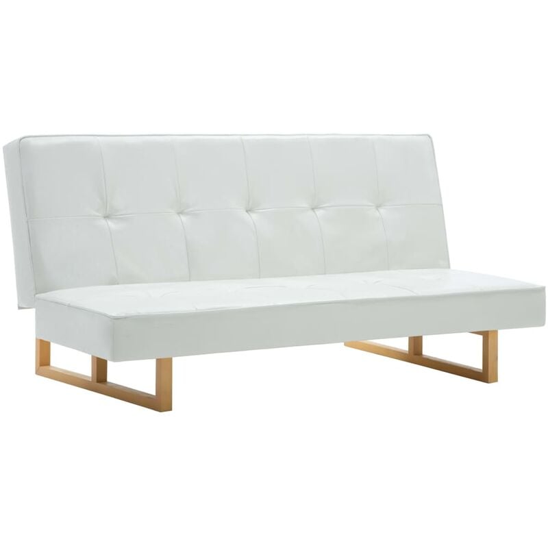

Sofá cama de cuero sintético blanco - Blanco